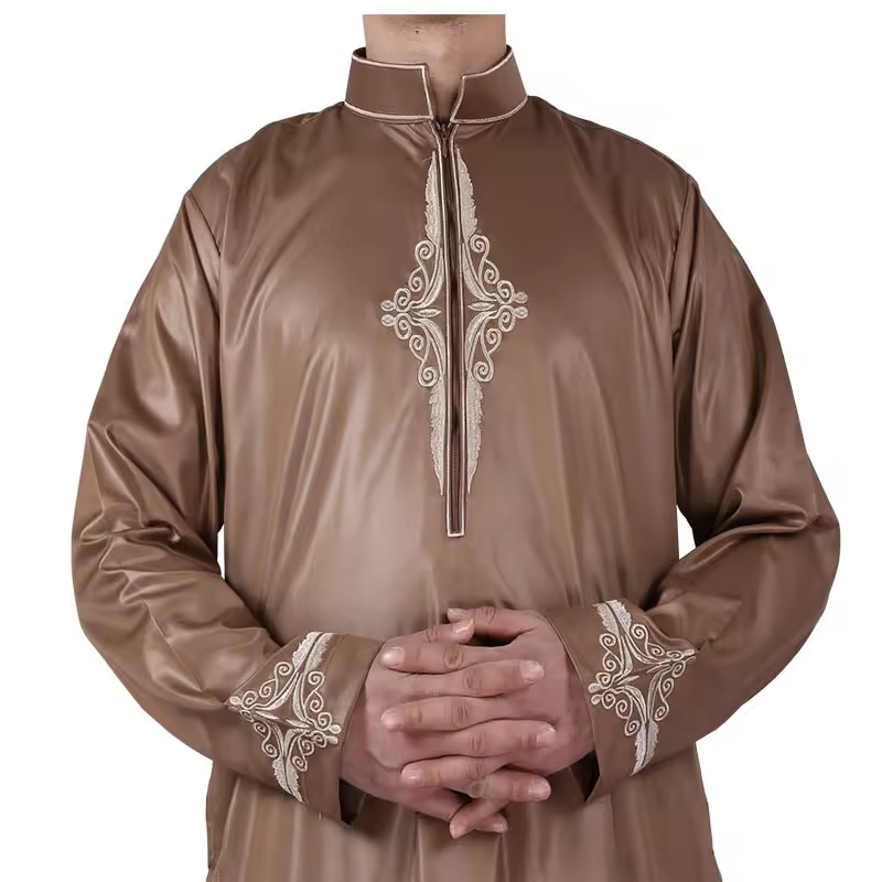 Wholesale Middle East Fashion Muslim Thobe Qatar High Quality Long Sleeve Robe
