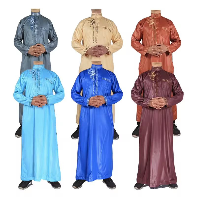 2024 New Style Men Abaya Arabic Wear Muslim Robe Comfortable Design Men Thobe Jubba