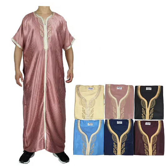 Factory Direct Wholesale Morocco Style Muslim Thobe Shiny Style Robe Jalabiya