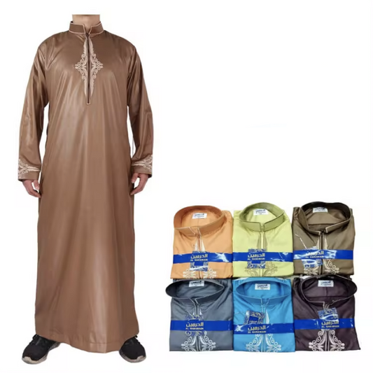 Wholesale Middle East Fashion Muslim Thobe Qatar High Quality Long Sleeve Robe
