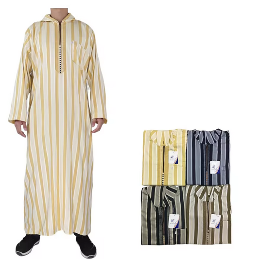 Muslim Popular Morocco Style Men Long Sleeve Robe Dubai Thobe Superb Material