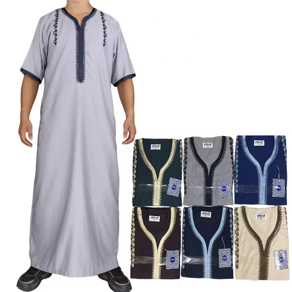 2024 Wholesale Exquisite Embroidery Man Thobe Morocco Style Fashion Muslim Robe