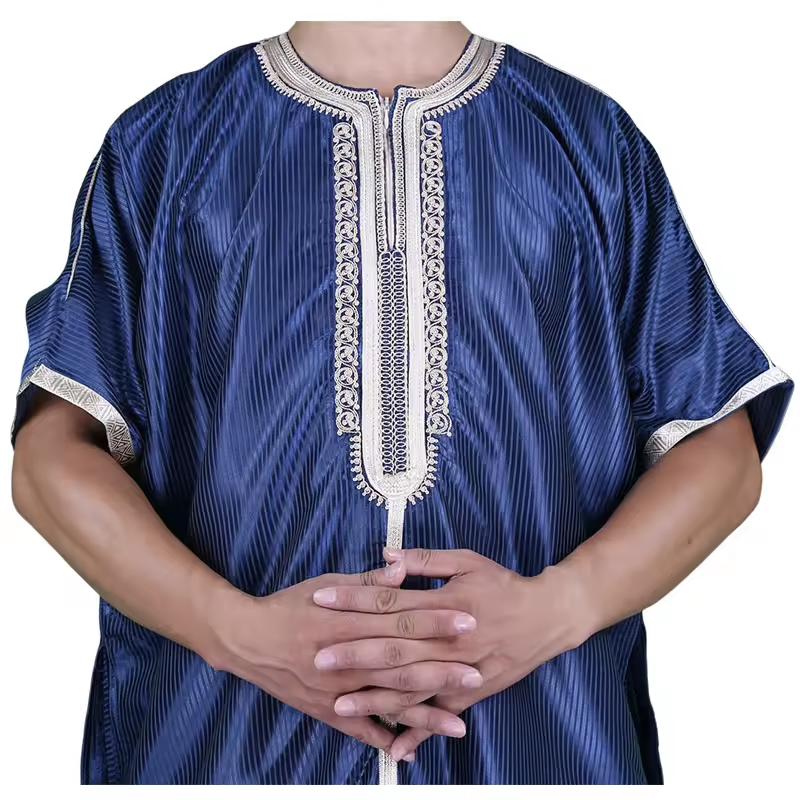 2024 Wholesale Saudi Arabia Muslim Shiny Robe Fashion Design Men Thobe
