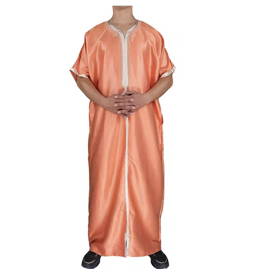 2024 New Style Morocco Hot-selling Bright Stripes Robe Men Abaya Muslim Thobe