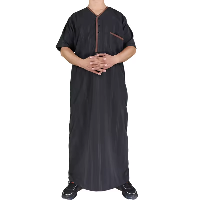 2024 Wholesale High Quality Morocco Style Men Thobe Muslim Ethnic Clothing Muslim Robe