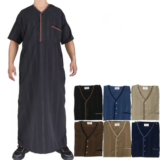 2024 Wholesale High Quality Morocco Style Men Thobe Muslim Ethnic Clothing Muslim Robe