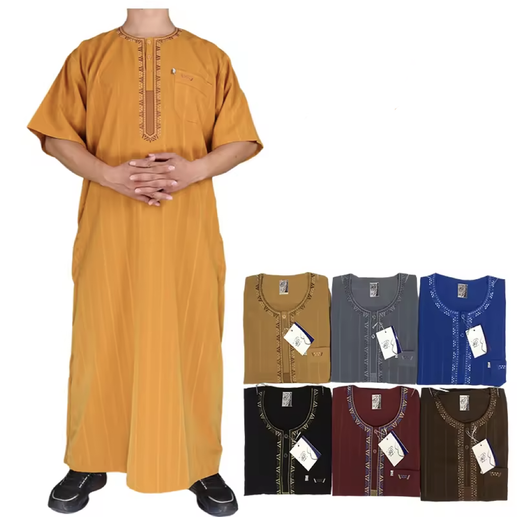2024 Wholesale Morocco Fashion Style Middle East Hot-selling Design Muslim Men Thobe