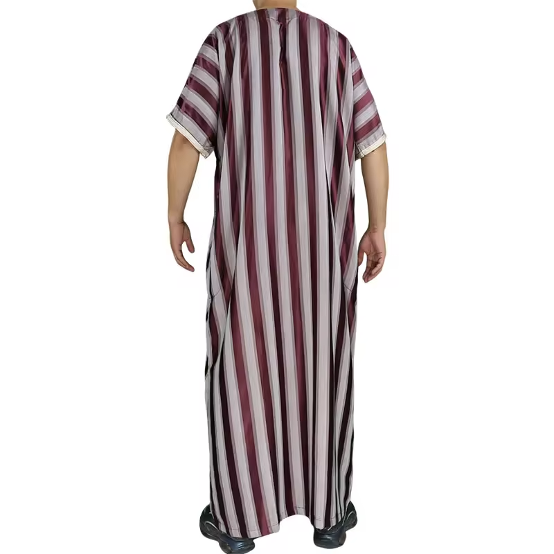 2024 New Coming Fashion Moroccan Stripe Man Robe Middle East Popular Thawb Jubba