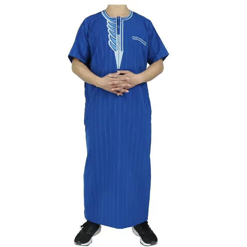 2024 High Quality Mix Color Muslim Men Robe Popular Saudi Arabia Embroideried Thobe
